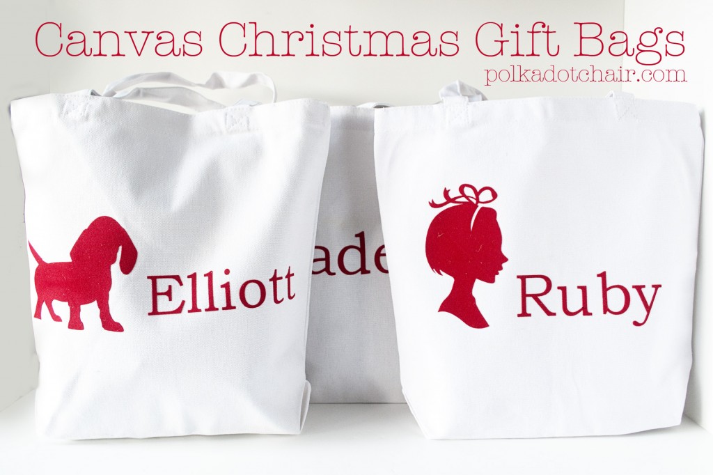 Decorate your Own Canvas Tote Christmas Gift Bags