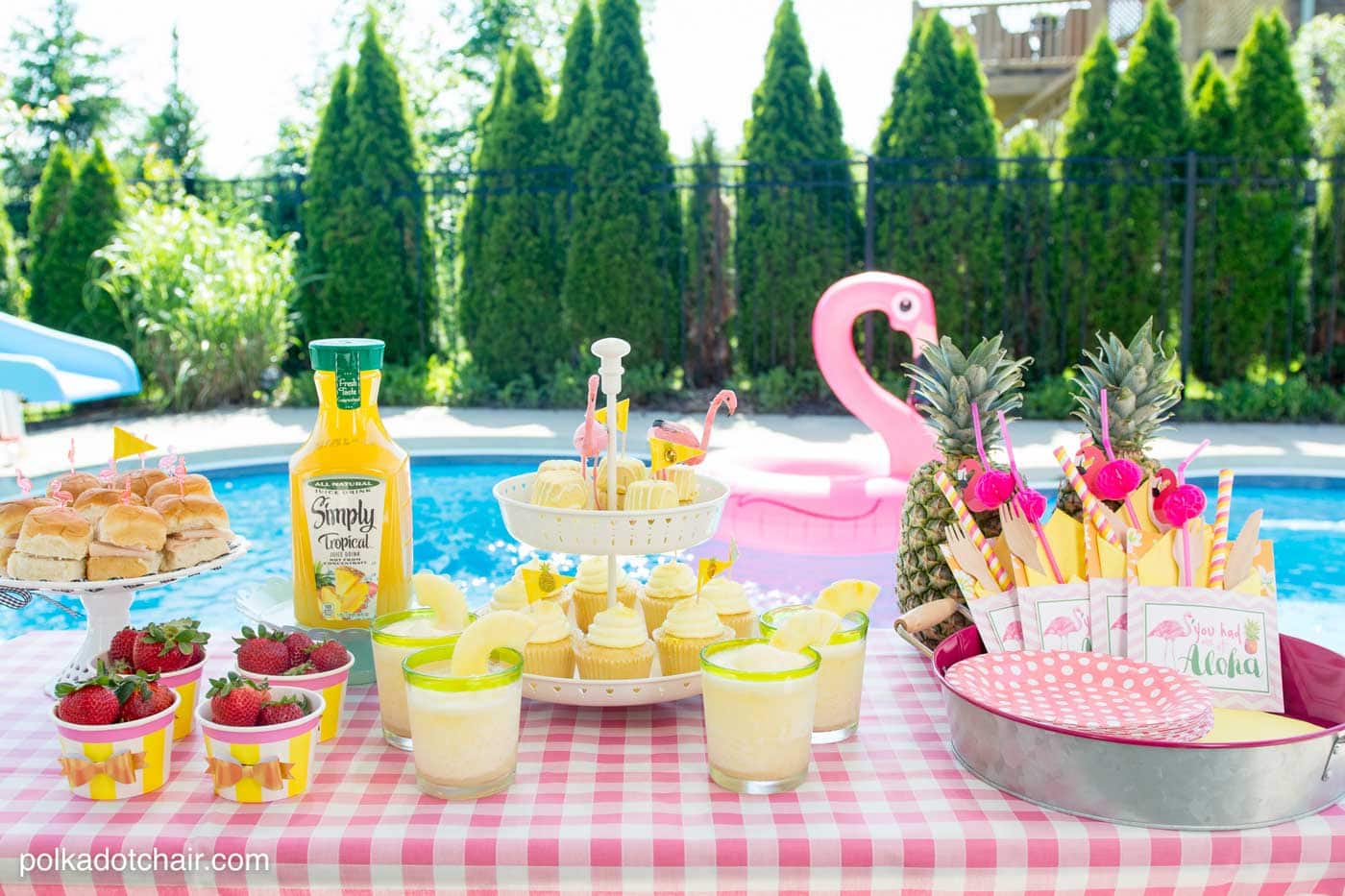 Summer Backyard Flamingo Pool Party Ideas The Polka Dot Chair 