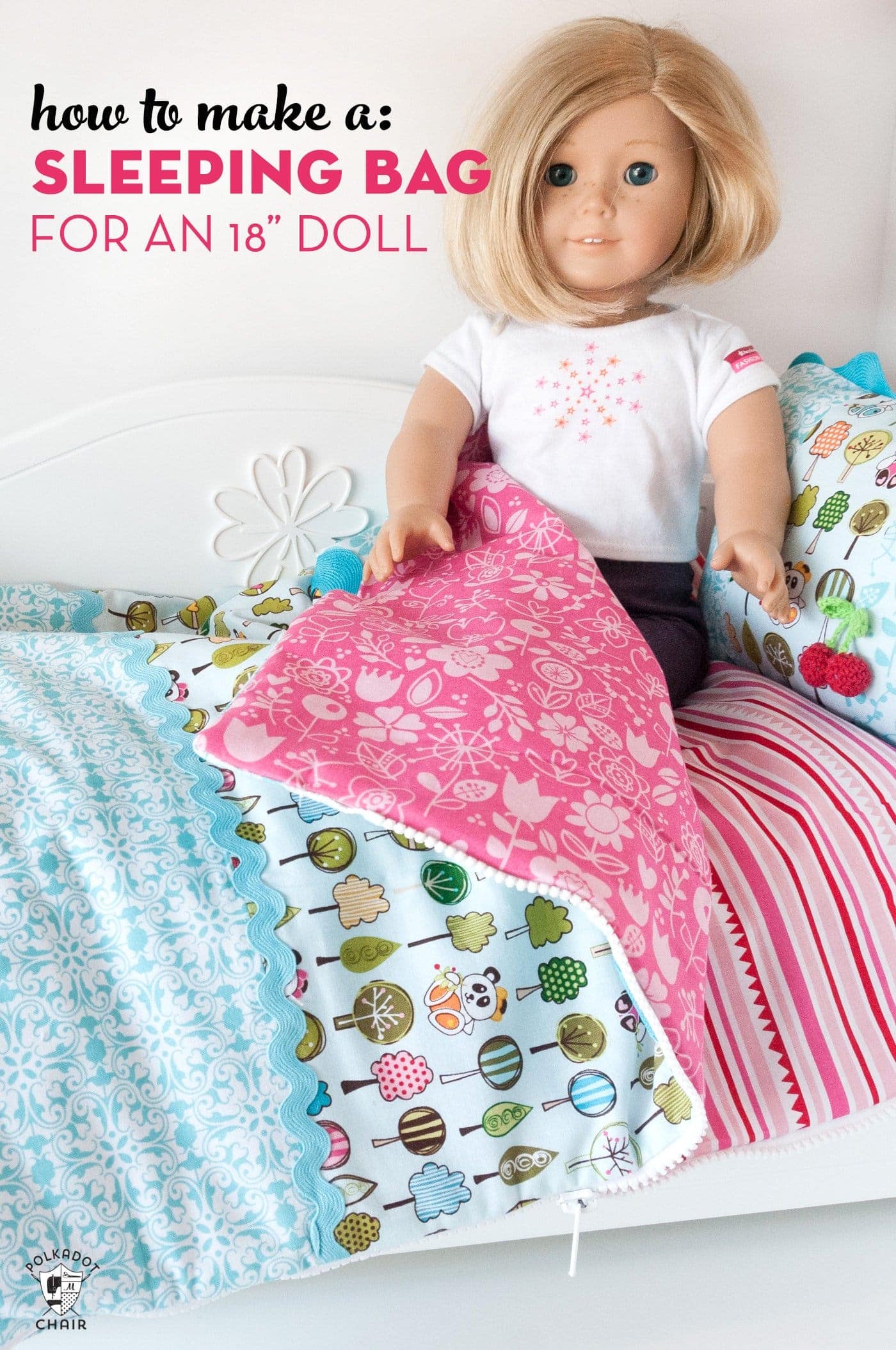 18 Doll Sleeping Bag Sewing Pattern Polka Dot Chair