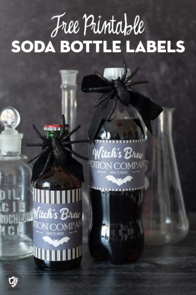 Witch's Brew Free Halloween Soda Bottle Printables | Polka Dot hair