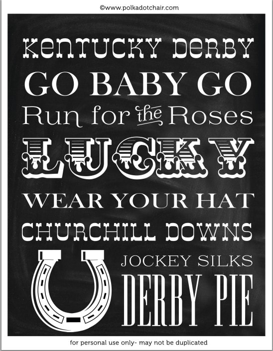 Kentucky Derby Printables courtesy of the Polka Dot Chair Blog