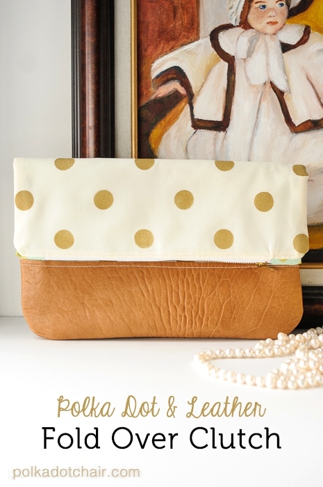 Polka Dot and Leather Fold Over Clutch Sewing Tutorial on Polka Dot Chair
