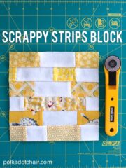 Scrappy Strips Quilt Block Tutorial on Polka Dot Chair