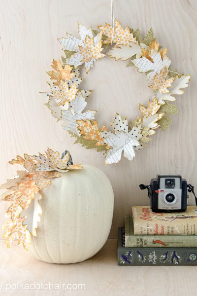 Paper Leaf Autumn Wreath Tutorial and lots of Gorgeous Fall Wreath Ideas