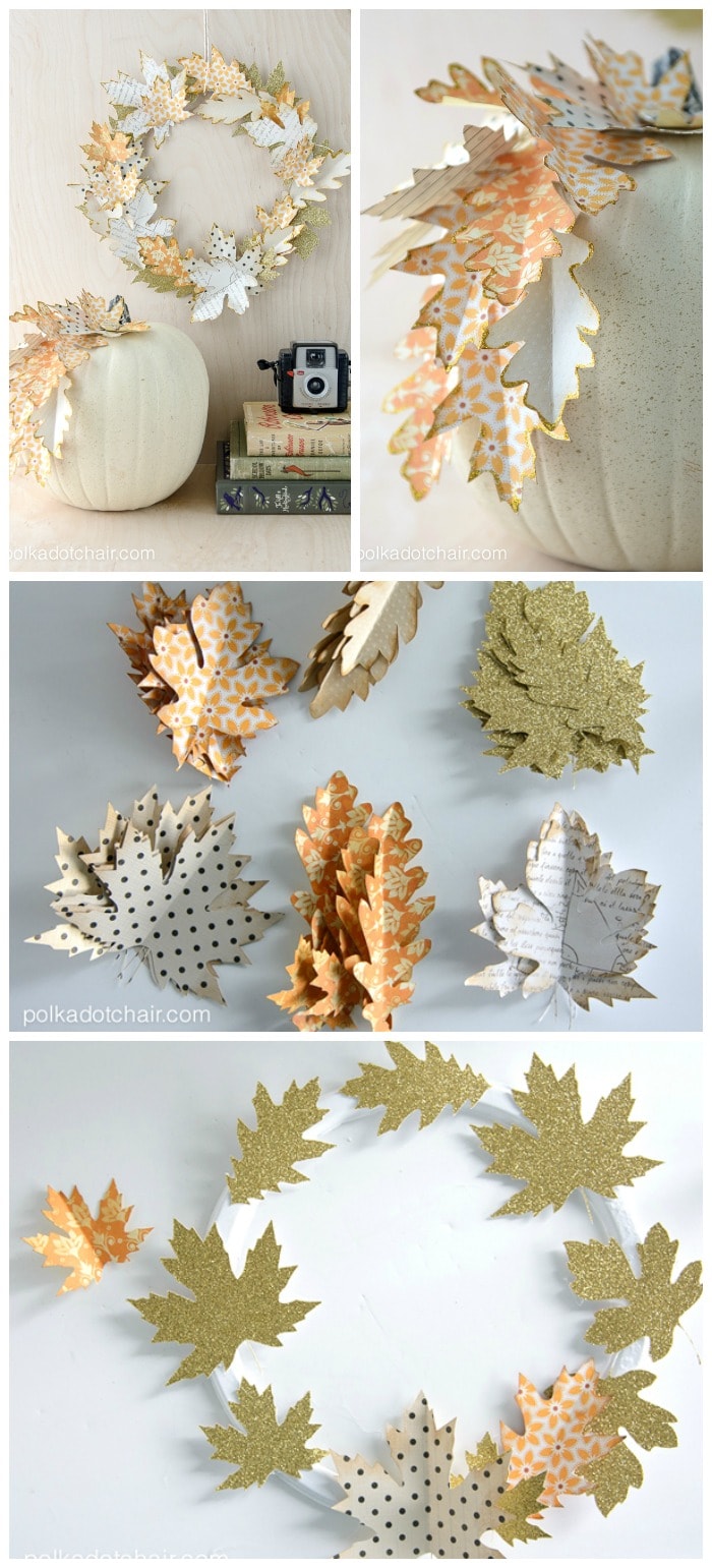 Paper Leaf Autumn Wreath Tutorial and lots of Fall Wreath Ideas