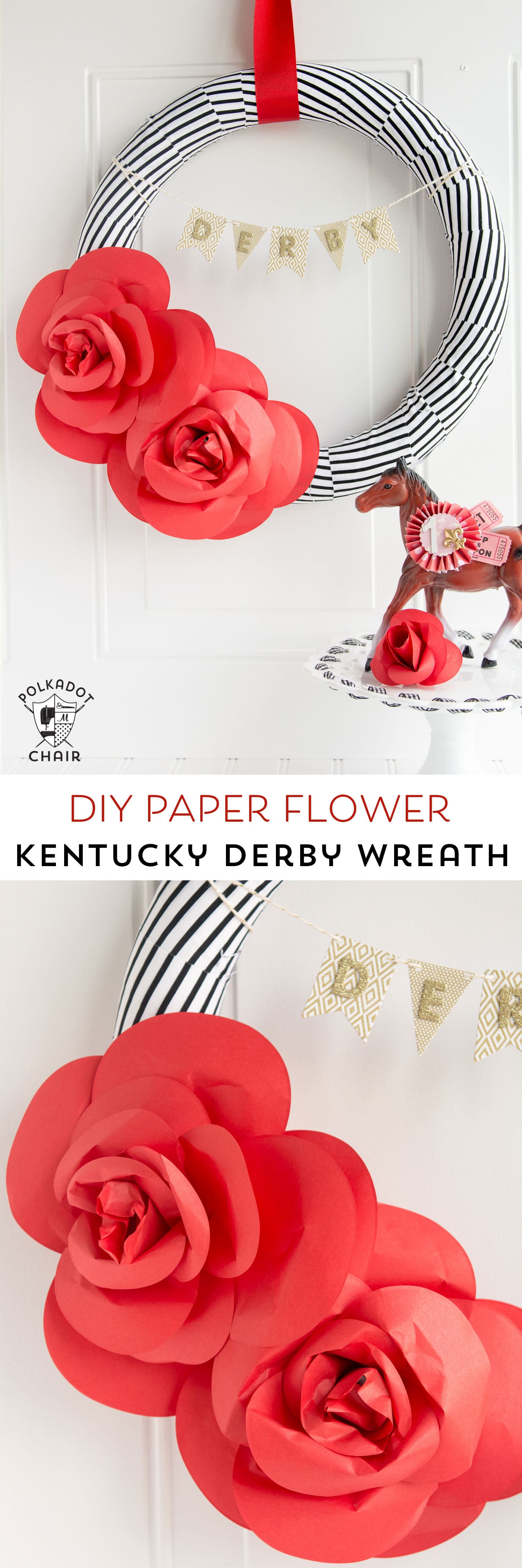  DIY  Paper Flower Wreath Tutorial a Kentucky Derby  