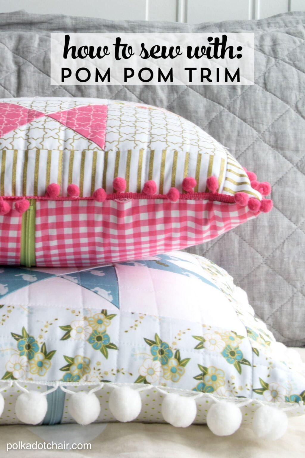 How To Sew Pom Pom Trim - The Polka Dot Chair