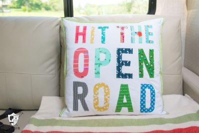 Free tutorial for a Hit the Open Road pillow, a fun DIY project for an RV or camper. Plus why our family loves to "Go RV'ing"