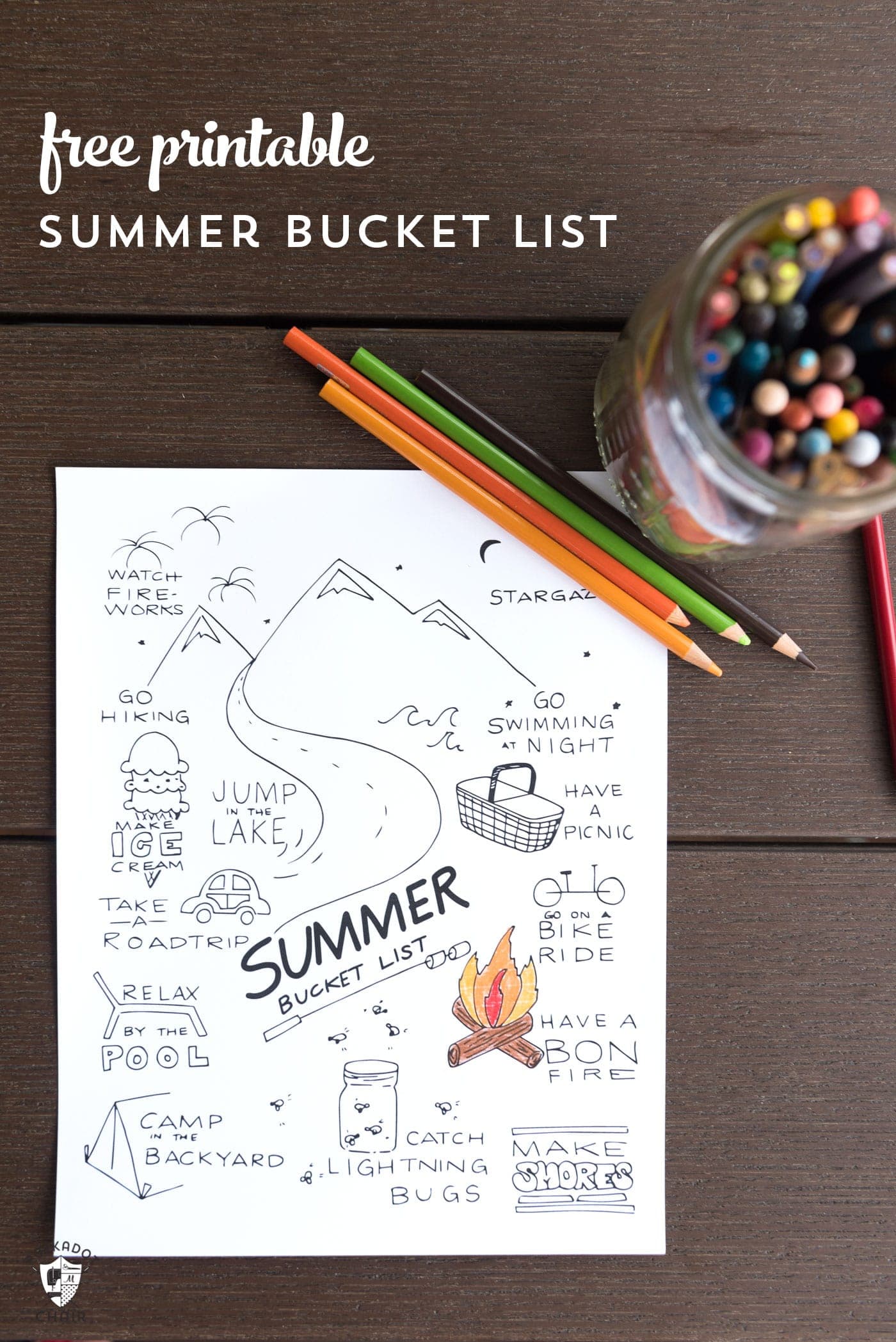 Free Printable Summer Bucket List Coloring Page The Polka Dot Chair