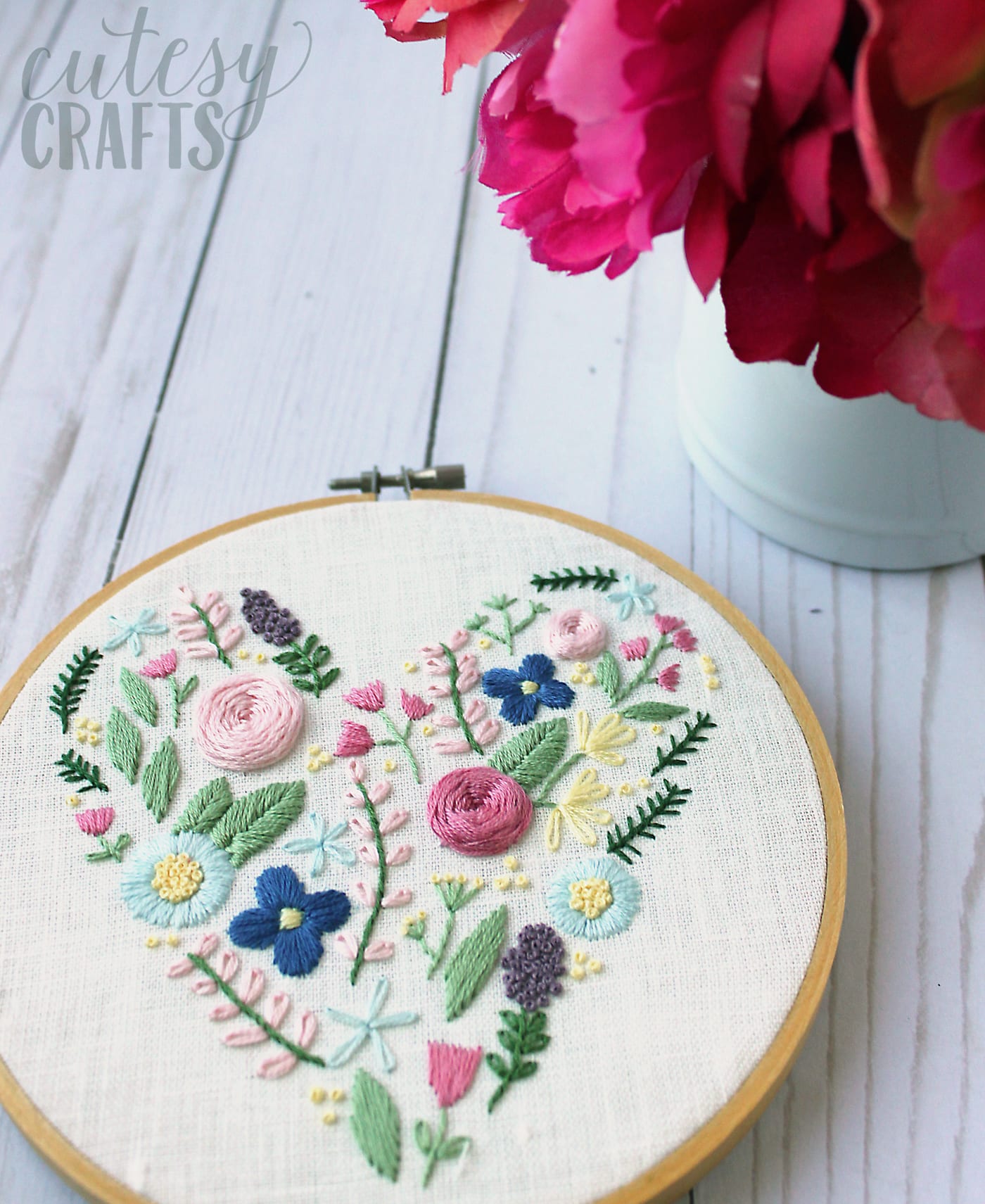 Floral Heart Hand Embroidery Pattern - The Polka Dot Chair