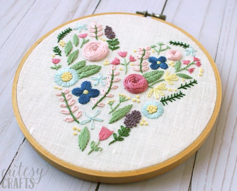 Floral Heart Hand Embroidery Pattern - The Polka Dot Chair