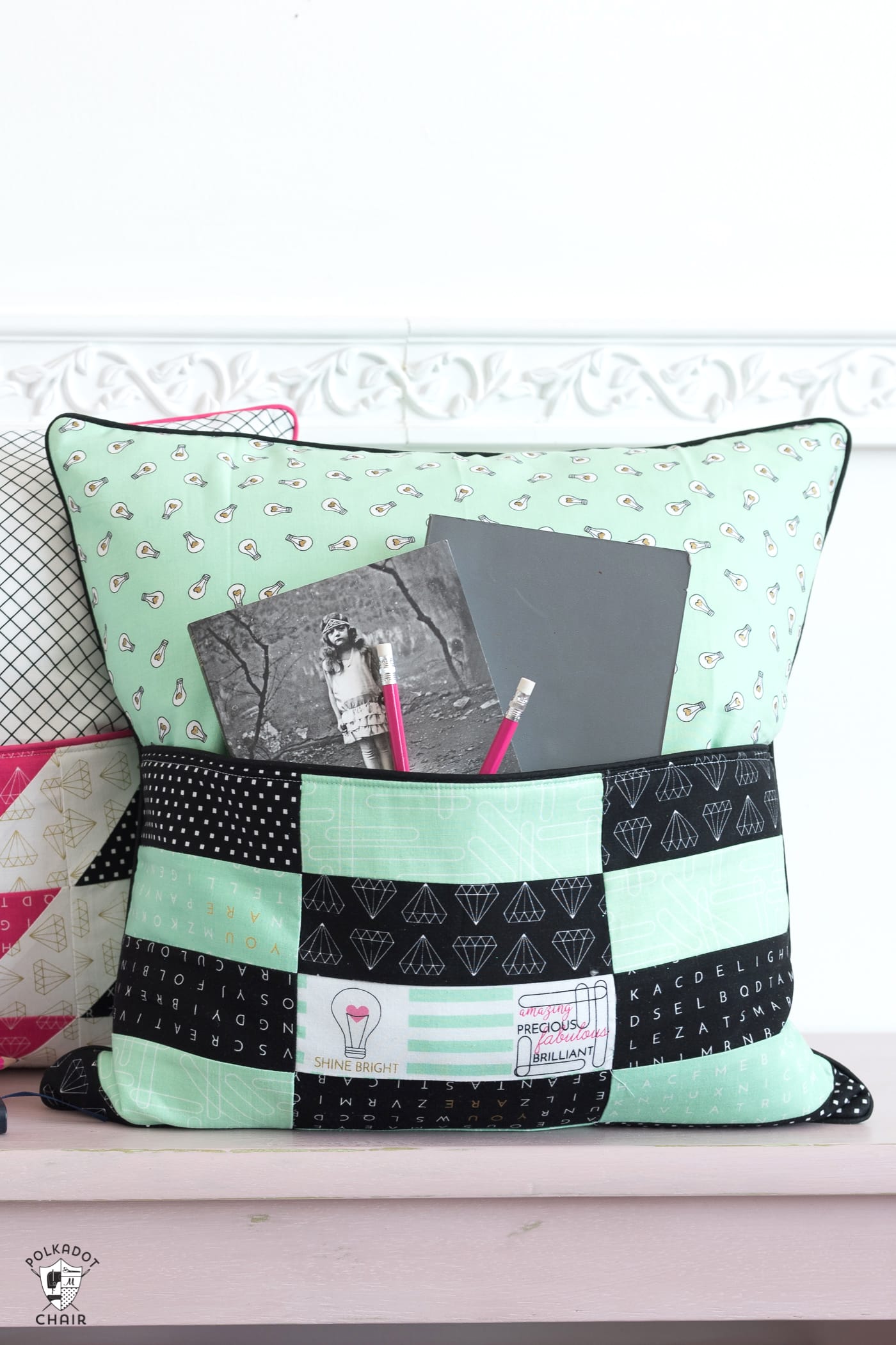 Learn How to Make a Book Pillow with this free Pattern Polka Dot Chair