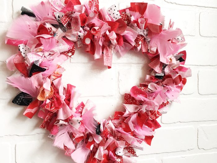 Heart Fabric Rag Wreath Tutorial - The Polka Dot Chair