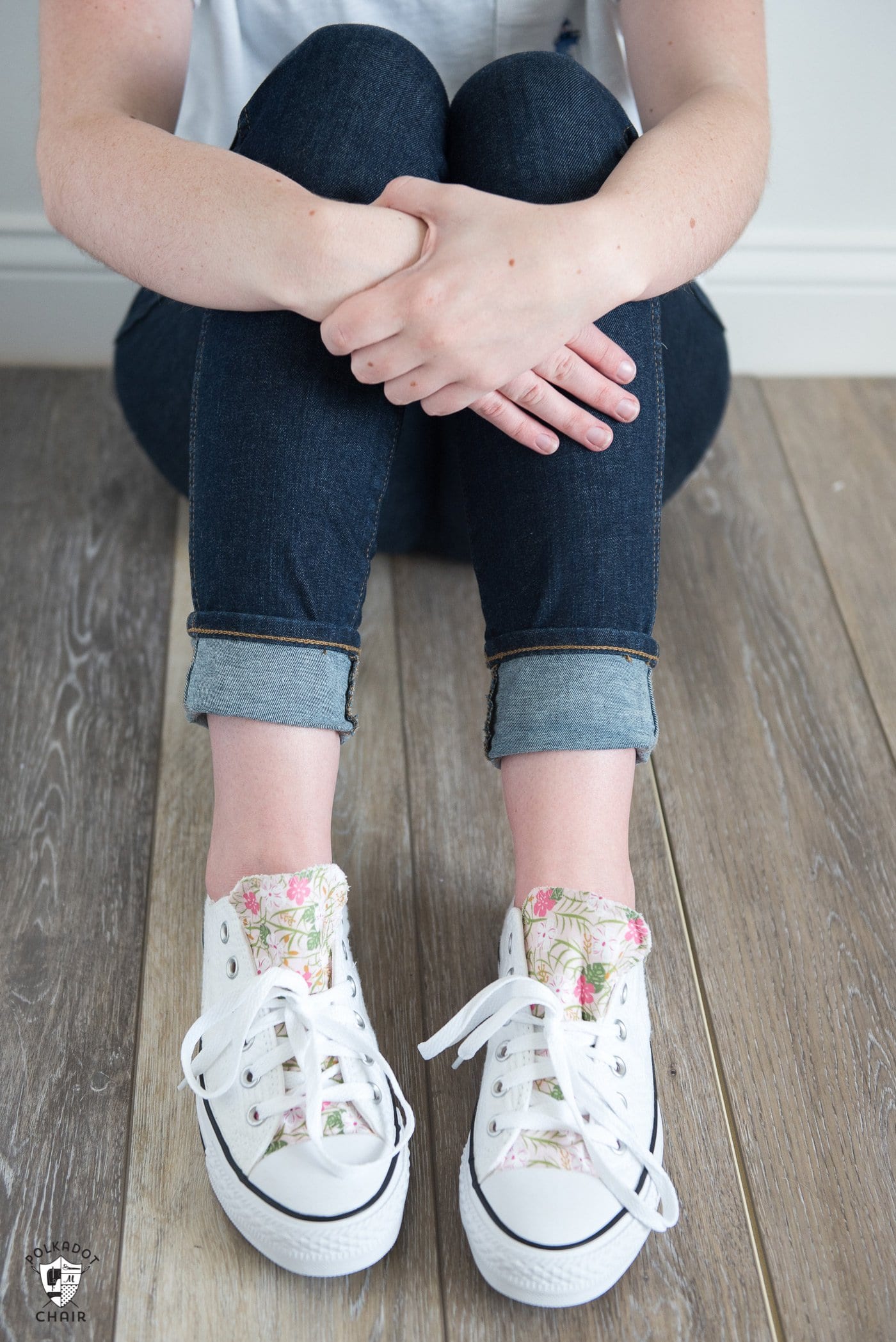 How to Customize Converse with Fabric - the Polka Dot Chair