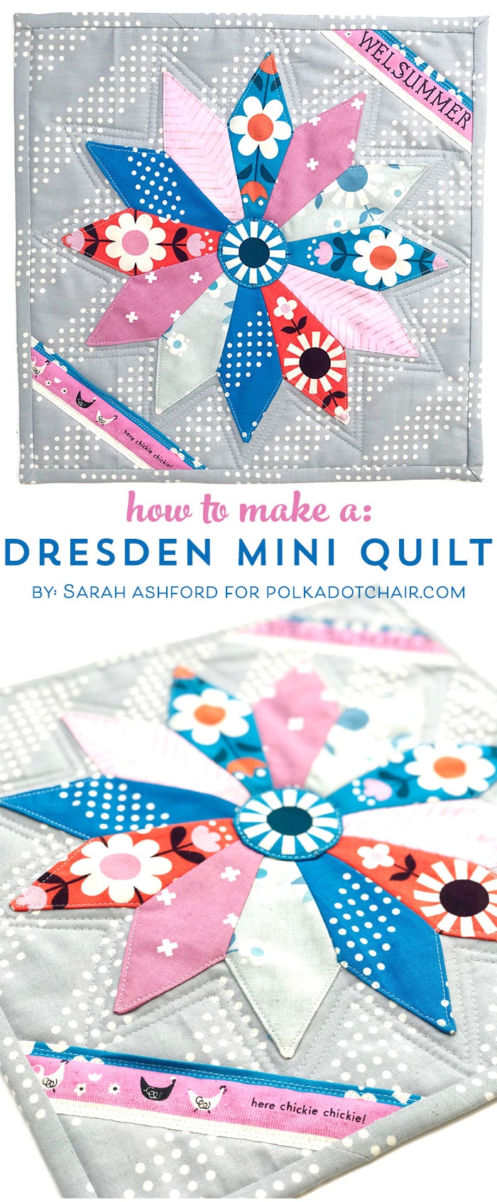 Free Mini Quilt Pattern Dresden Plate Quilt The Polka Dot Chair