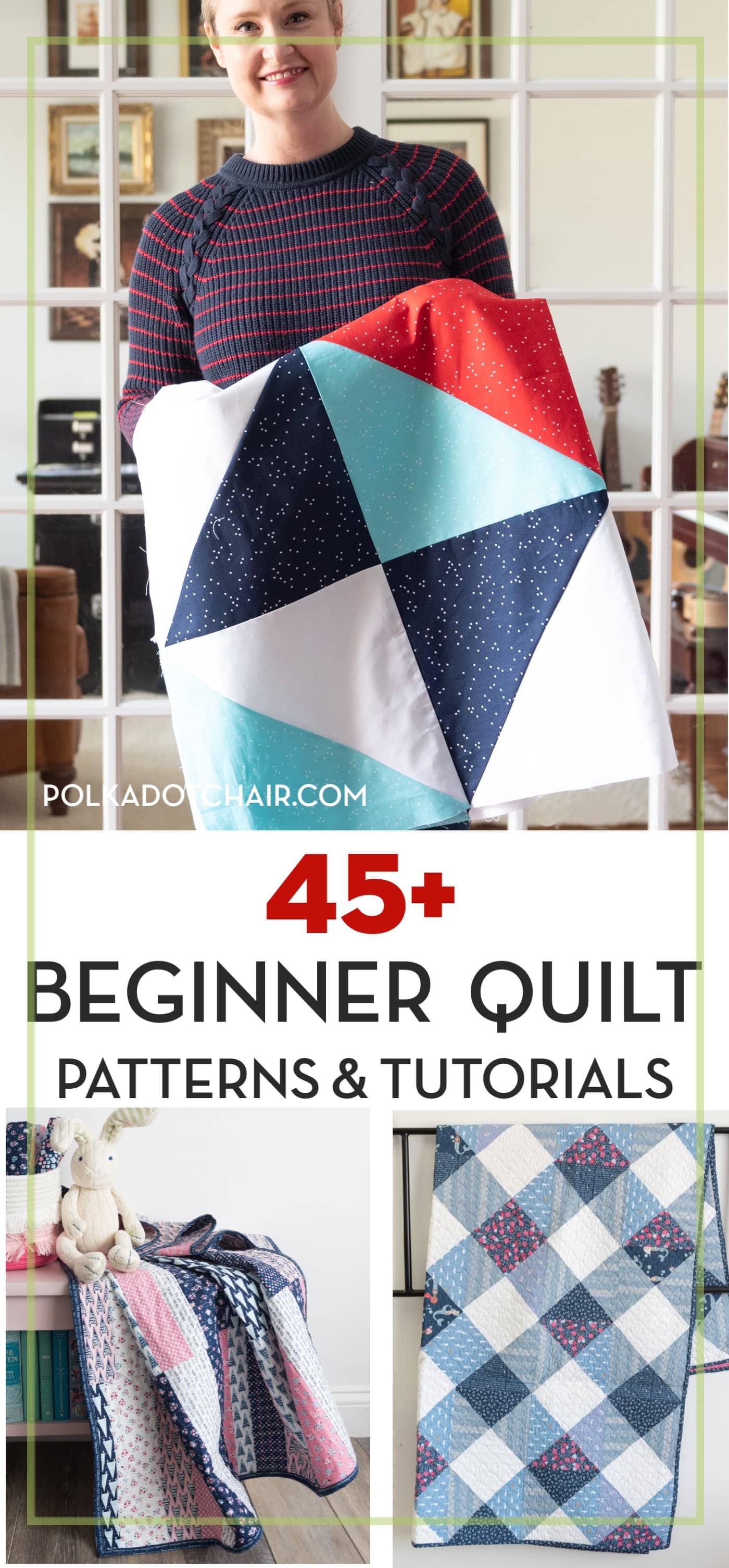 45+ Easy Beginner Quilt Patterns and Free Tutorials Polka Dot Chair