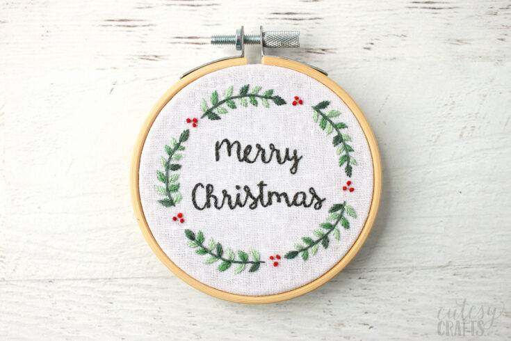 Merry Christmas Ornament Tutorial - Free Christmas Embroidery Designs