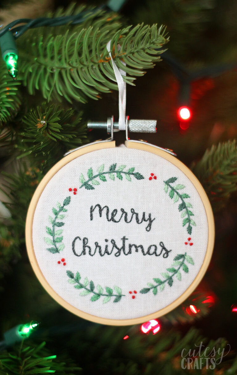 Merry Christmas Ornament Tutorial - Free Christmas Embroidery Designs