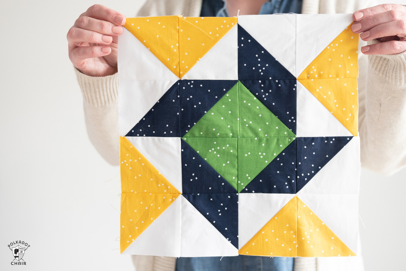 sunshine-and-stars-quilt-block-just-for-fun-quilt-along-polka-dot-chair