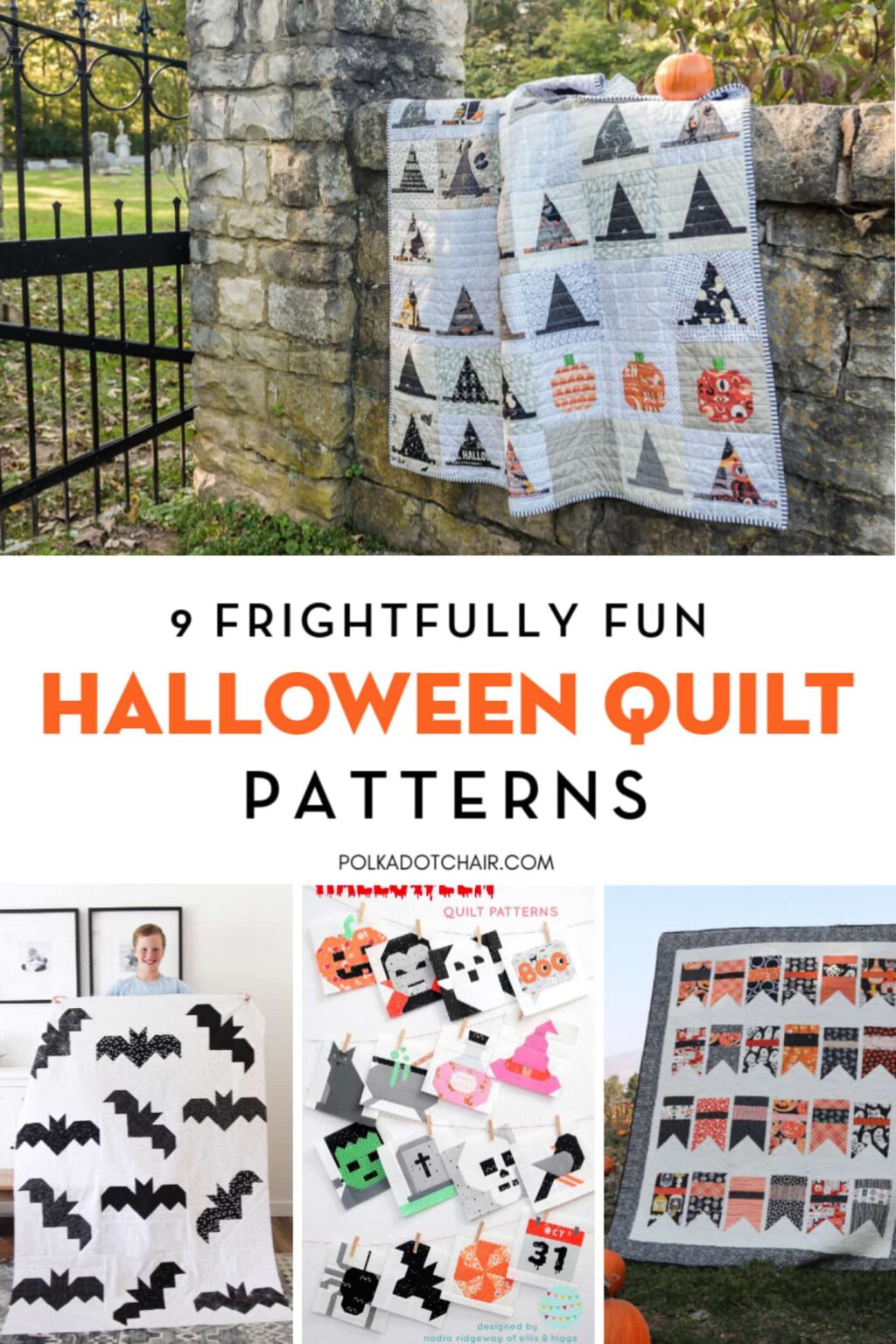 11 Frightfully Fun Halloween Quilt Patterns - The Polka Dot Chair