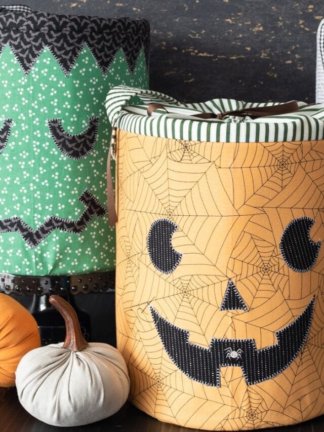 DIY Halloween Bucket Sewing Pattern Story - The Polka Dot Chair