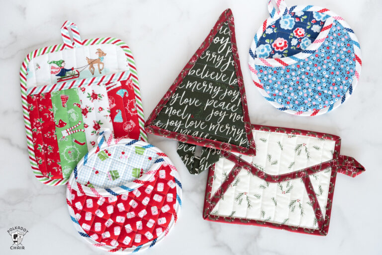 Potholder Parade Quilted Potholder Pattern With Christmas Version The Polka Dot Chair