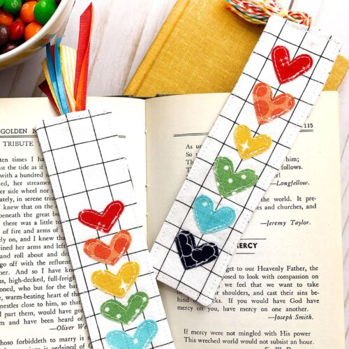 Scrappy Hearts Fabric Bookmark Tutorial - The Polka Dot Chair