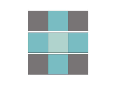 gray and blue squares showing layout of quilt block