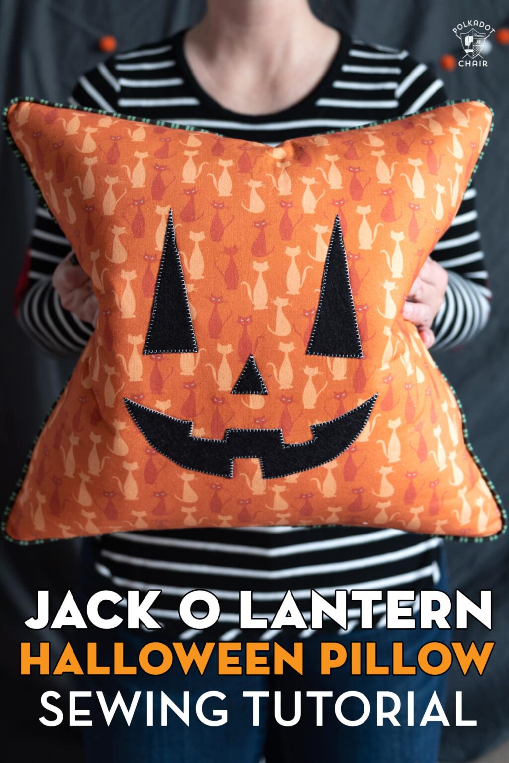 Jack O Lantern Halloween Pillow Sewing Pattern The Polka Dot Chair 3437