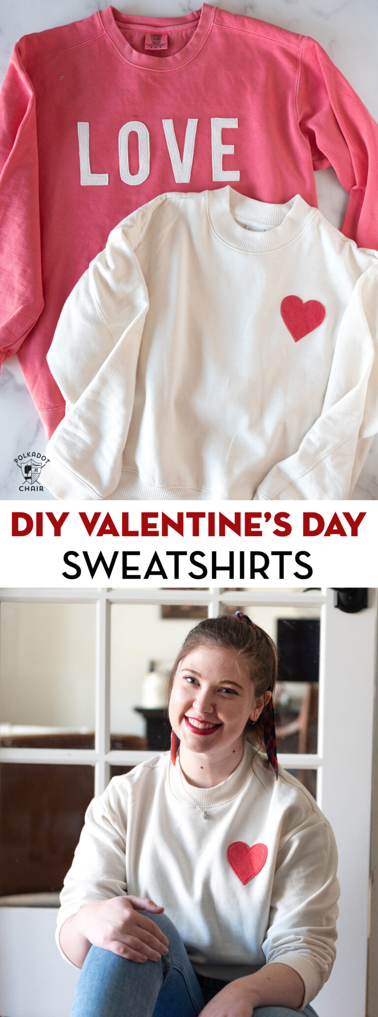 DIY Valentine's Day Sweatshirts | The Polka Dot Chair