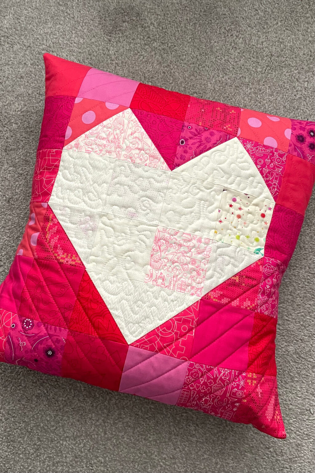 Patchwork Heart Quilted Pillow Tutorial - The Polka Dot Chair