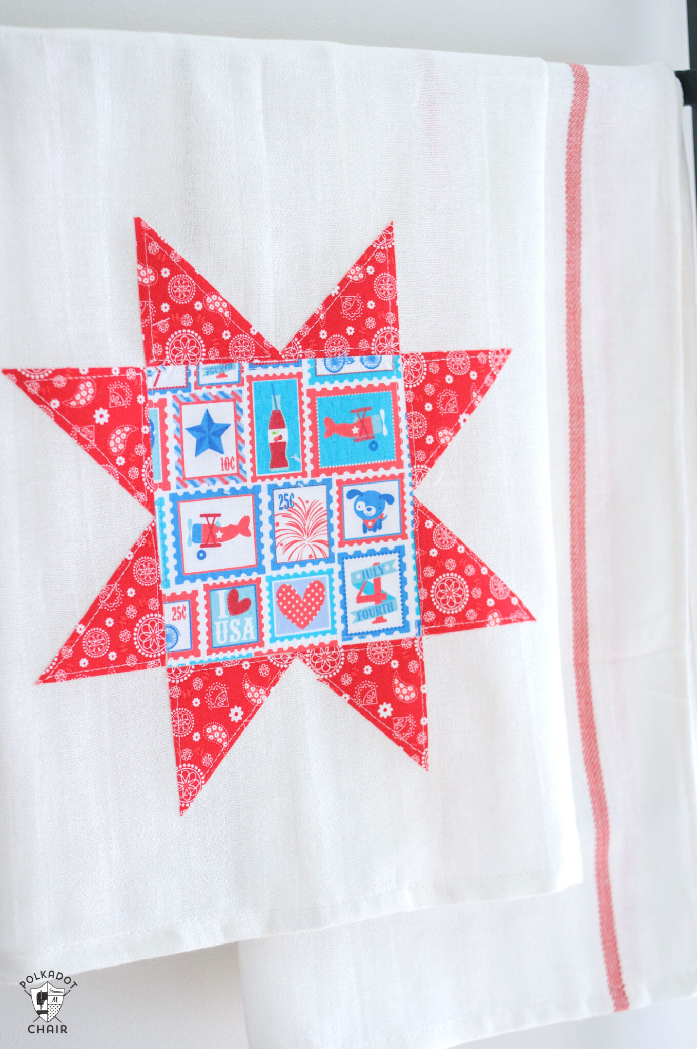 DIY Quilt Block Tea Towel Tutorial | Polka Dot Chair