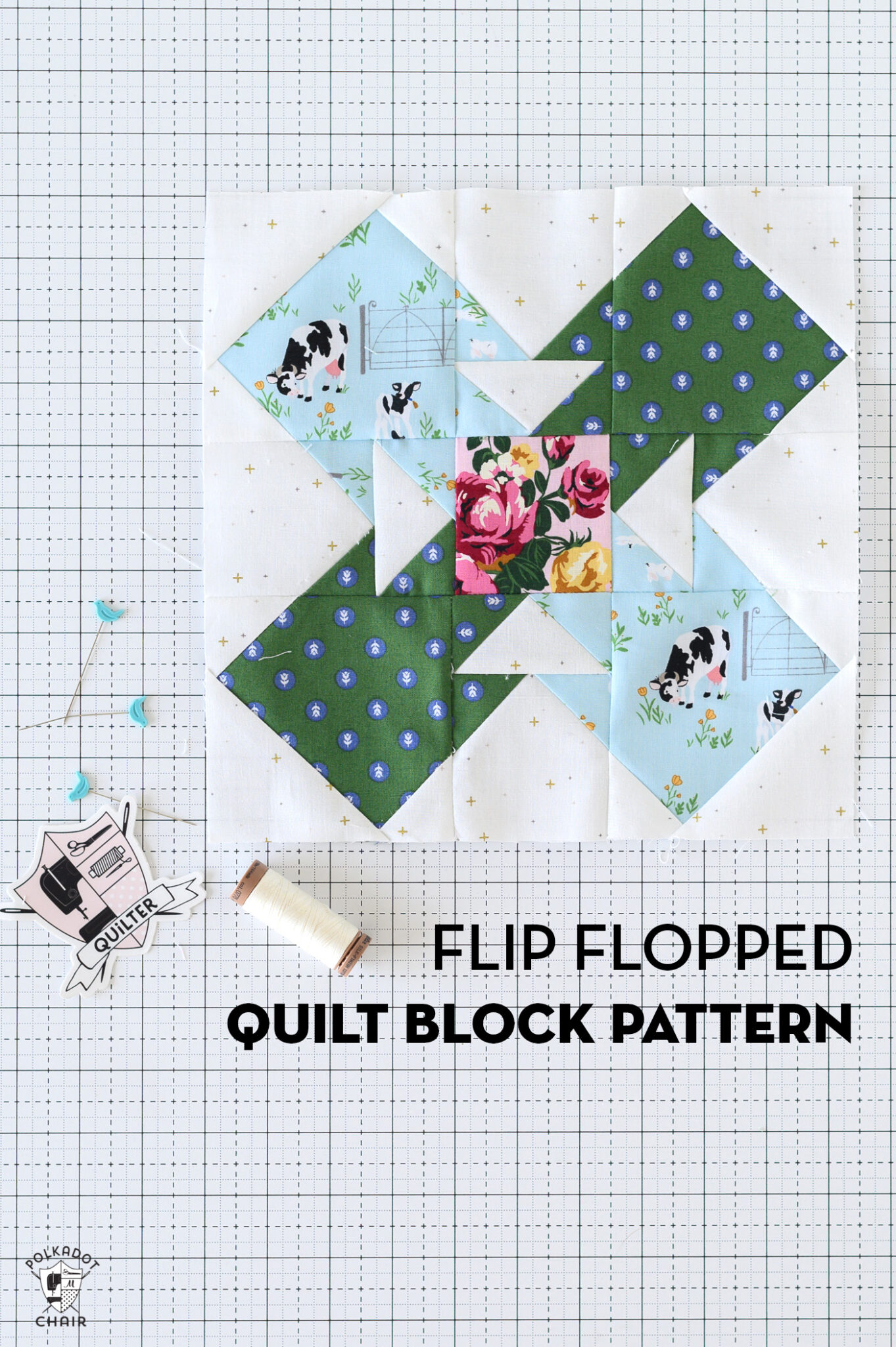 Flip Flopped Free Quilt Block Pattern - The Polka Dot Chair